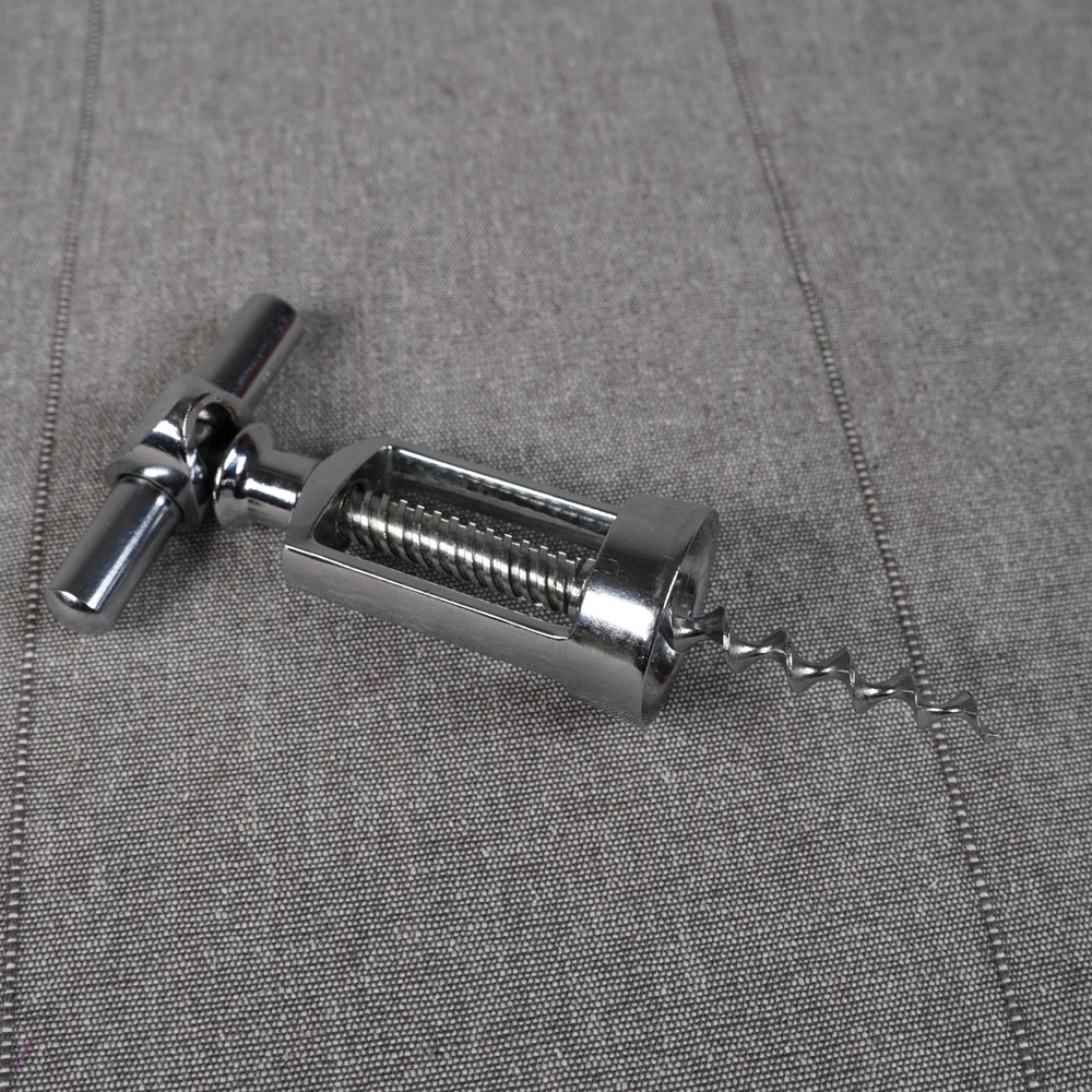 Vintage Chrome T-Handle Continuous Turning Corkscrew Wine Bottle Opener Germany